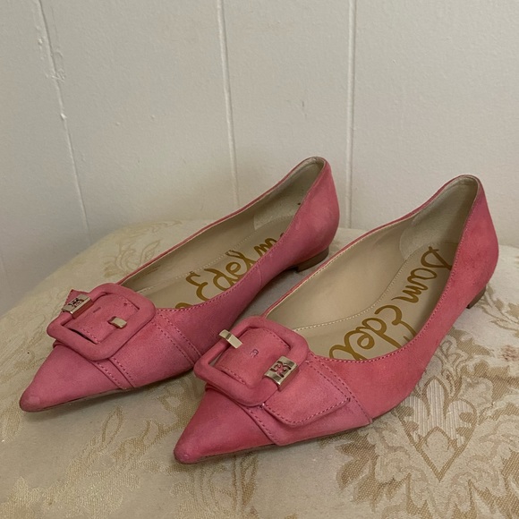 Pink Suede Pointed Toe Sam Edelman Flats - Picture 3 of 10